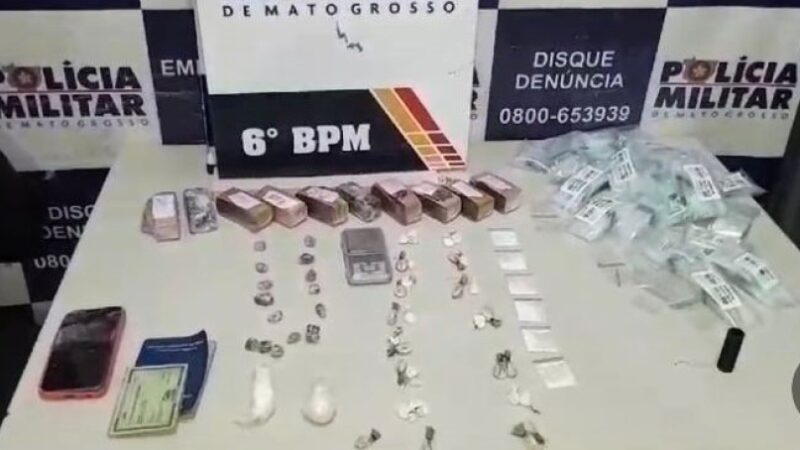 Dupla é presa com 56 porções de maconha e pasta base de cocaína em Cáceres