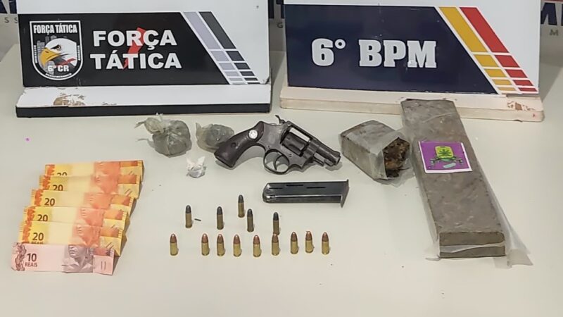 Dupla é presa por associação criminosa, tráfico de drogas e porte ilegal de arma de fogo