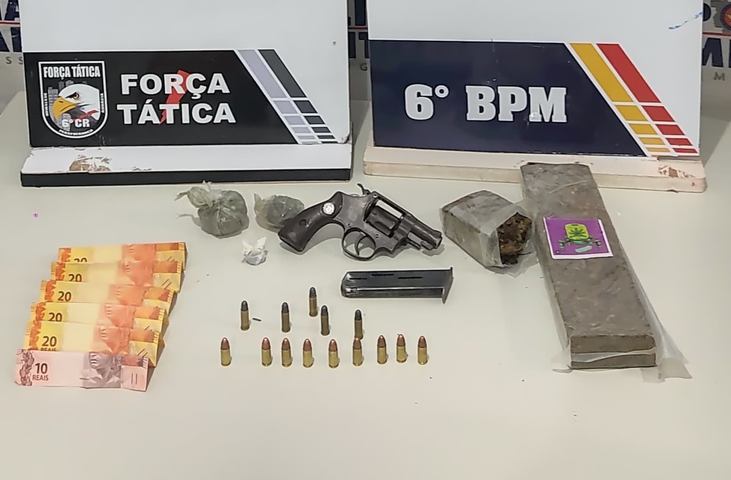 Dupla é presa por associação criminosa, tráfico de drogas e porte ilegal de arma de fogo