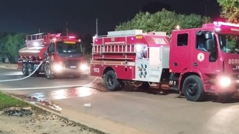 Corpo de Bombeiros controla incêndio em residência e carro em Guarantã do Norte