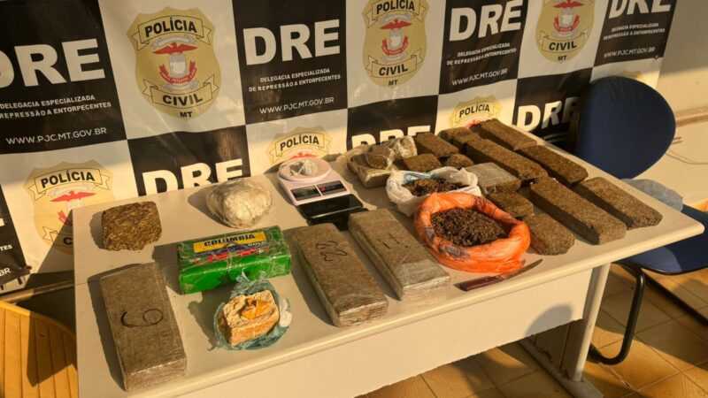 Casal é preso em flagrante pela Polícia Civil com mais de 10 tabletes de drogas em quitinete