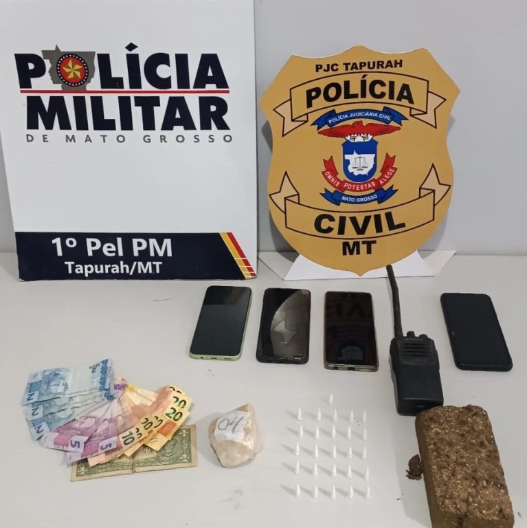 Ação integrada fecha ponto de venda de drogas em Tapurah e aprende porções de entorpecentes