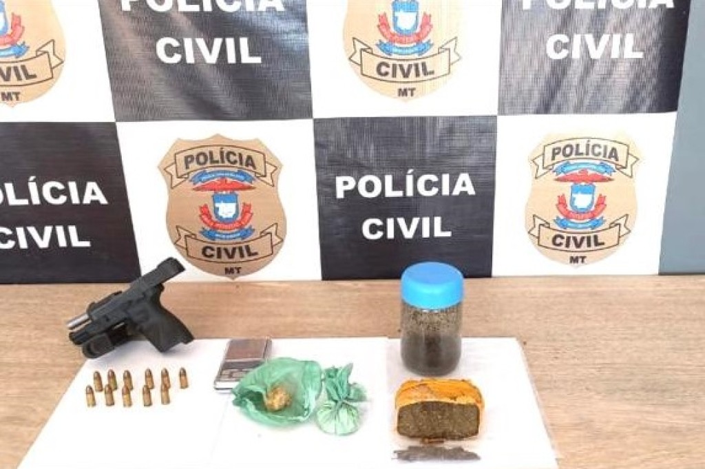 Traficante é preso pela Polícia Civil com drogas e arma furtada de CAC em Cotriguaçu