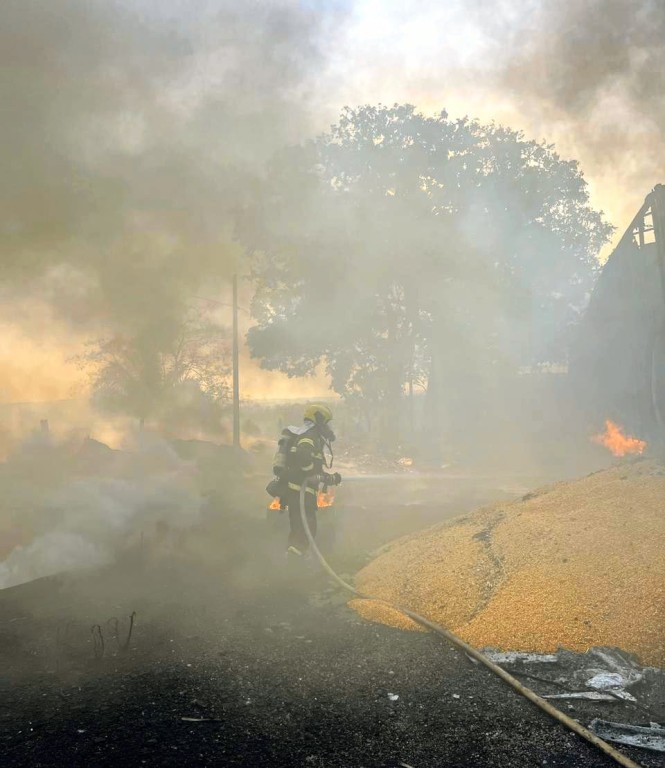 Bombeiros combatem incêndio em caminhão carregado de milho na BR-364