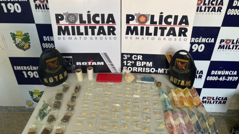 Rotam prende homem com porções de maconha e pasta base de cocaína em Sorriso
