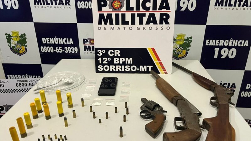 PM apreende armas, munições e porções de drogas durante abordagem em Ipiranga do Norte