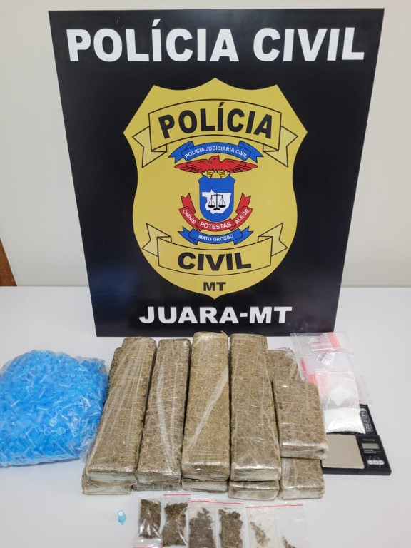 Polícia Civil apreende grande quantidade de droga e desarticula grupo voltado para o tráfico em Juara