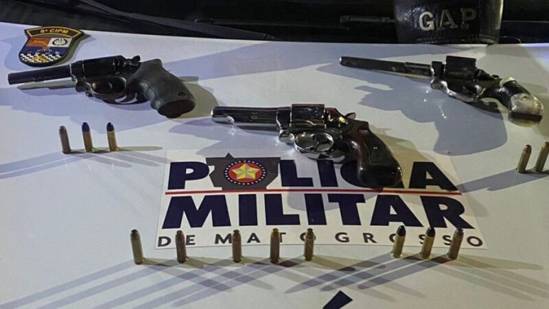 PM apreende armas e munições de criminosos que invadiram imóvel em Poconé