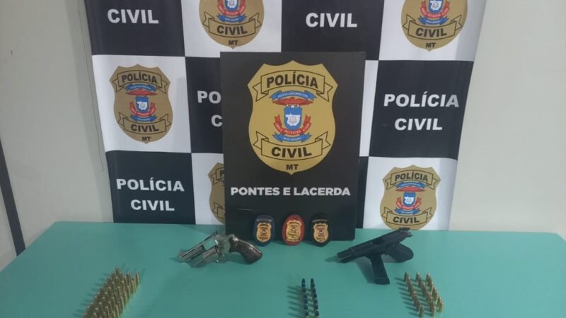 Polícia Civil apreende armas usadas em homicídios e drogas com adolescentes em Pontes e Lacerda