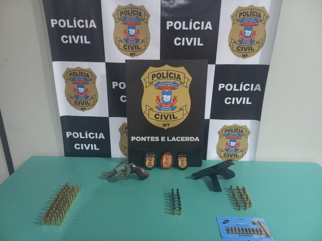 Polícia Civil apreende armas usadas em homicídios e drogas com adolescentes em Pontes e Lacerda