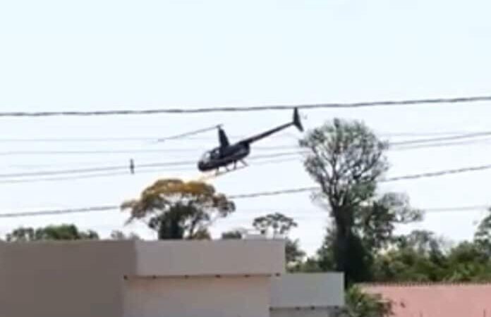 Helicóptero com quatro ocupantes faz pouso forçado em área residencial de Mato Grosso