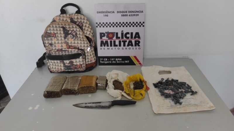 Mulher é presa pela PM com porções de maconha e cocaína em Tangará da Serra