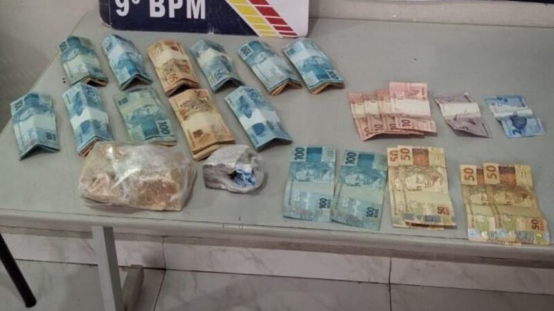 PM prende suspeito de tráfico de drogas com R$ 11,4 mil em Cuiabá