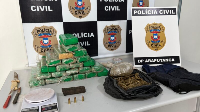 Polícia Civil resgata jovem prestes a ser executado e apreende cerca de 20 quilos de droga em Araputanga