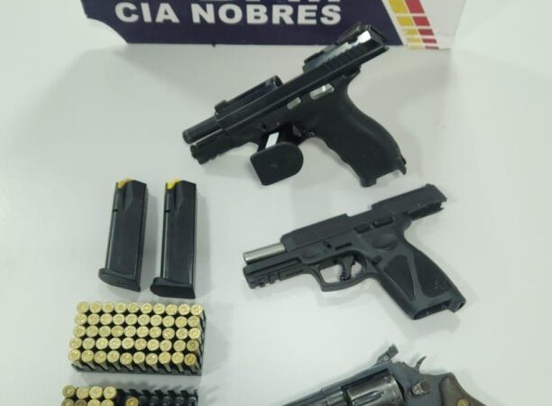Polícia Militar prende homem em flagrante com três armas de fogo em Nobres