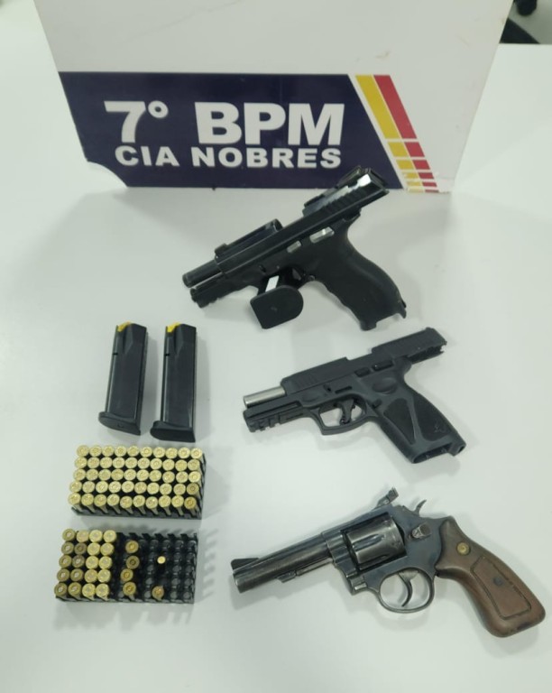 Polícia Militar prende homem em flagrante com três armas de fogo em Nobres