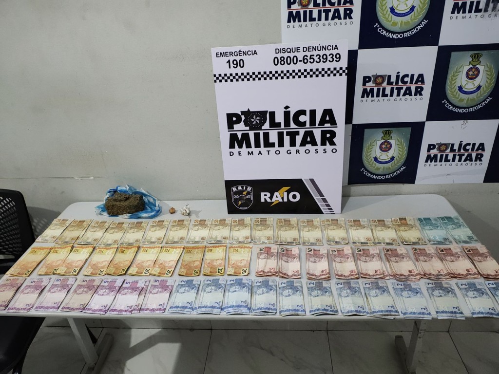 Companhia Raio prende dois homens e apreende R$ 4 mil em dinheiro do tráfico de drogas