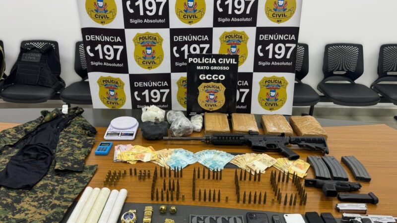 Polícia Civil prende traficante com arsenal de uso restrito em condomínio de Cuiabá