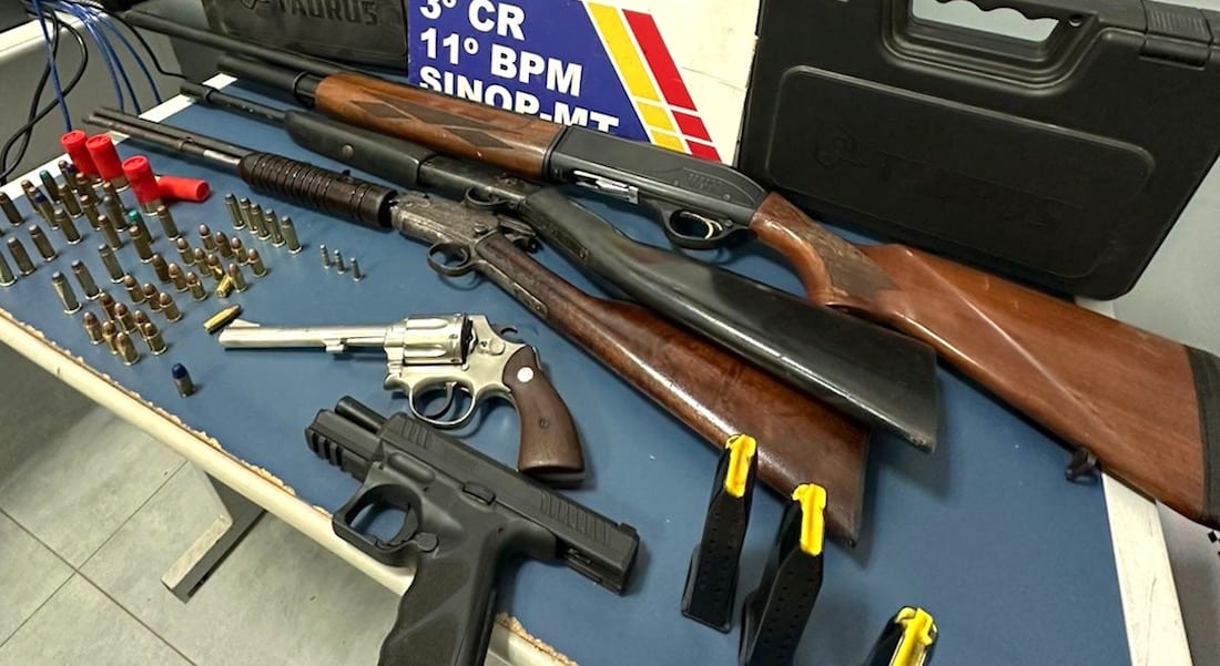 PM apreende 5 armas em residência de suspeito por violência doméstica em Sinop