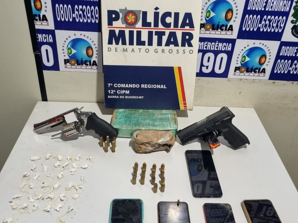 PM prende três homens e apreende adolescente por tráfico de drogas em Barra do Bugres