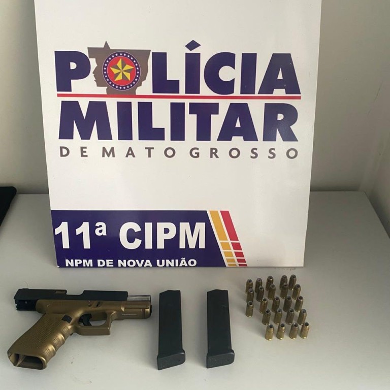 Homem é preso pela Polícia Militar com pistola irregular em Cotriguaçu