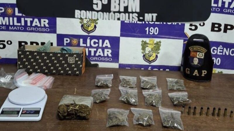 Polícia Militar prende dois membros de facção com porções de drogas e munições