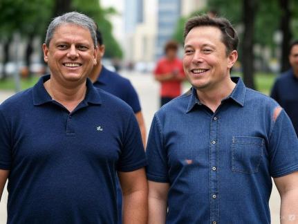 Tarcísio usa imagem com Musk gerada por IA para divulgar projeto de mudança de sede