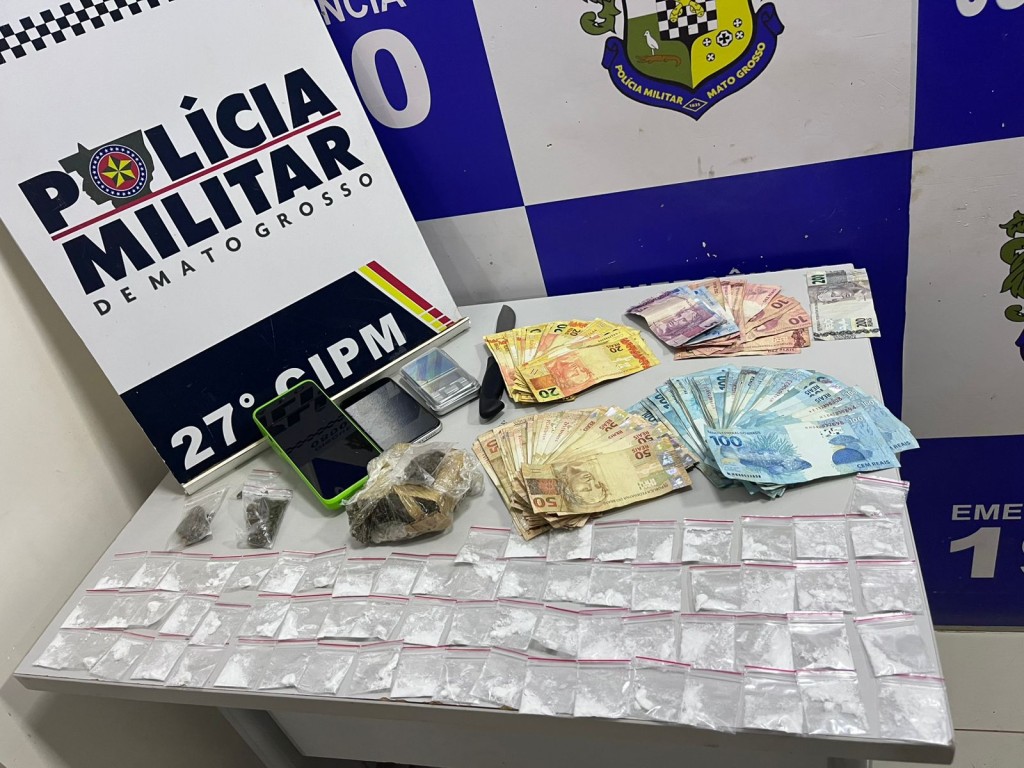 PM prende jovem com porções de drogas e R$ 9,8 mil em dinheiro em Confresa