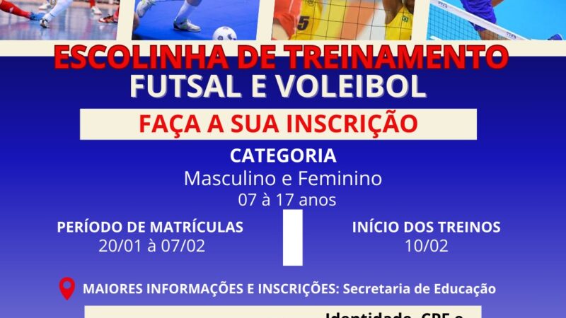 Secretaria de educação de Novo Mundo abres as inscrições para novas turmas de iniciação esportiva