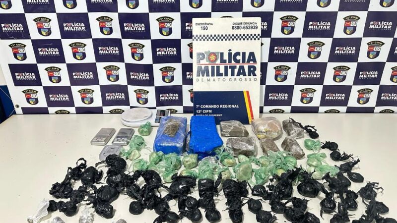 Polícia Militar prende dois integrantes de facção com drogas em Barra do Bugres