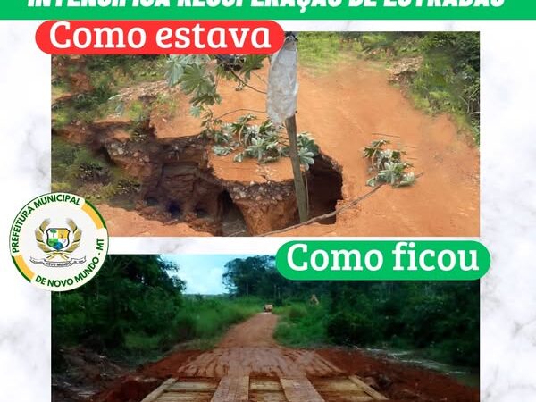 Prefeitura de Novo Mundo acelera recuperação de estradas e pontes