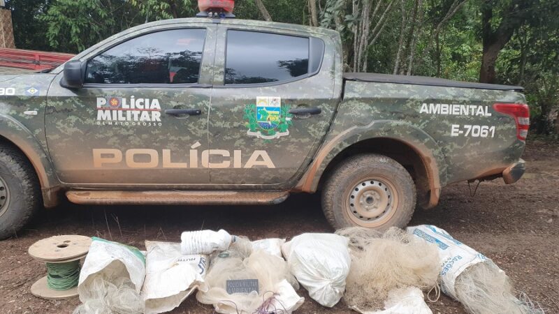 Alta Floresta: Batalhão Ambiental apreende redes e tarrafas durante operação nos rios Teles Pires e Cristalino