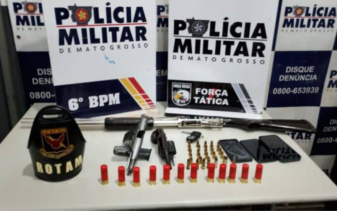 Polícia Militar apreende armas de fogo e conduz 4 suspeitos por crimes em Mato Grosso