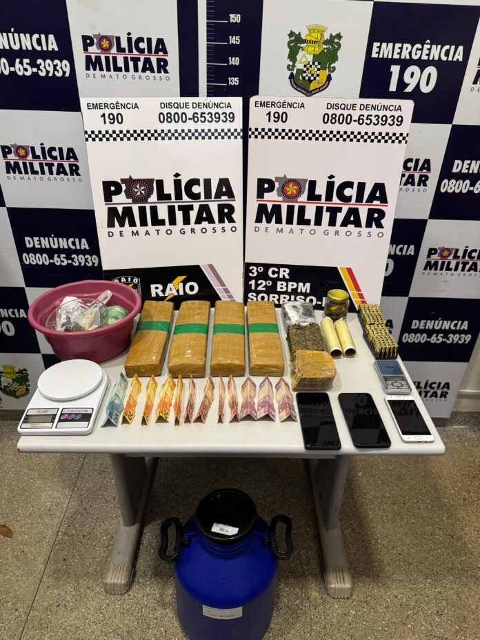 Polícia Militar apreende drogas, 100 munições e prende suspeitos em operação em Sorriso
