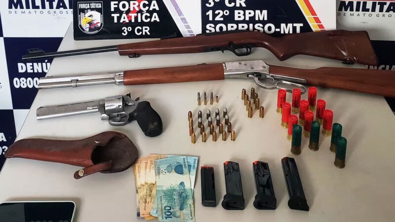 Suspeito de efetuar disparo em residência é preso em Sorriso; armas e munições apreendidas