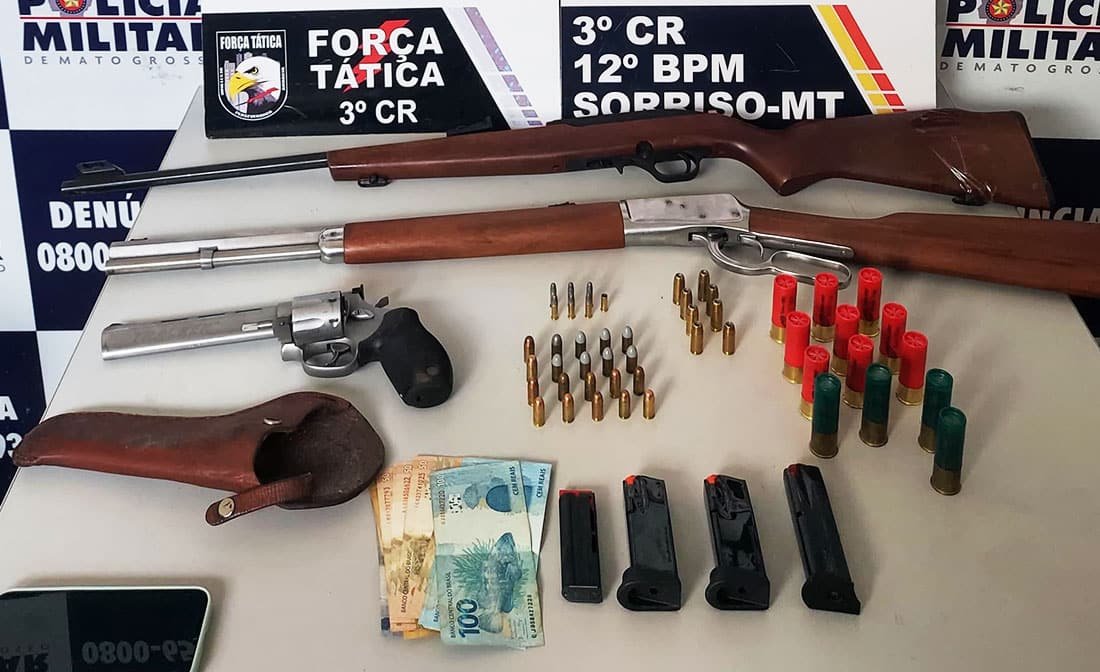 Suspeito de efetuar disparo em residência é preso em Sorriso; armas e munições apreendidas