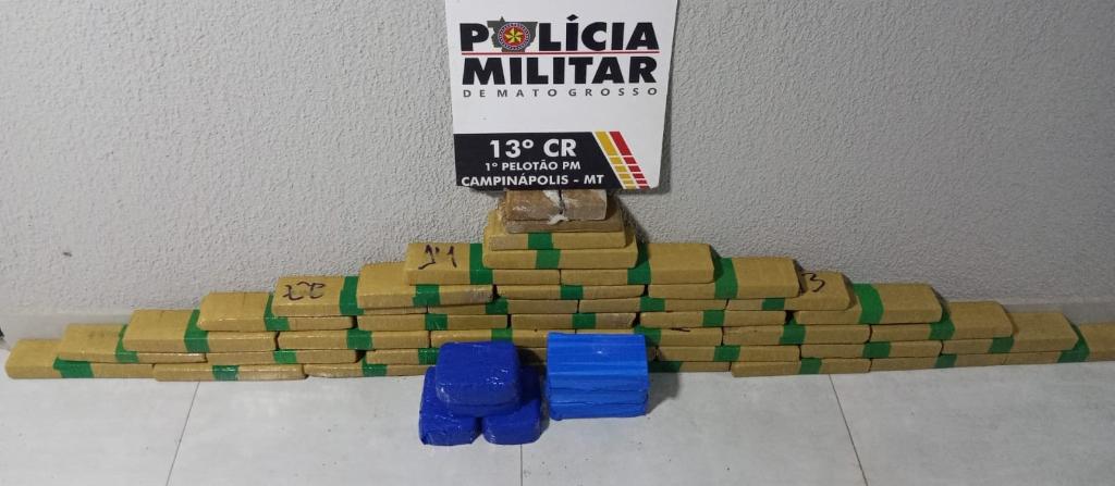 Polícia Militar apreende 46 tabletes de entorpecentes e prende faccionado por tráfico em Campinápolis