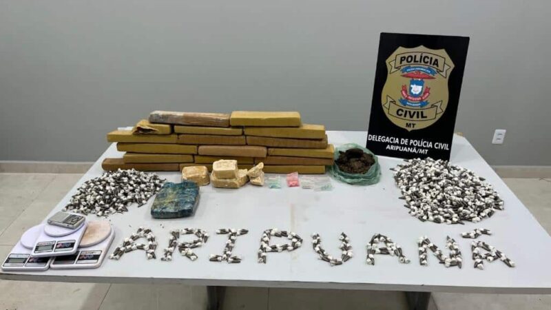 Polícia aprende mais de mil pinos de cocaína e tabletes de maconha em MT; trio preso
