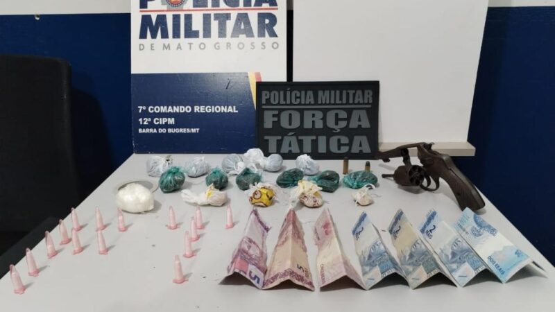 Força Tática prende faccionado com drogas e arma de fogo em Barra do Bugres