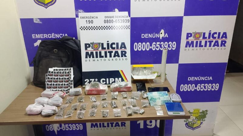 Polícia Militar fecha ponto de venda de drogas e prende faccionado em Confresa