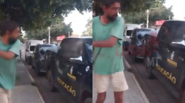 Vídeo flagra morador de rua destruindo Hilux de prefeitura