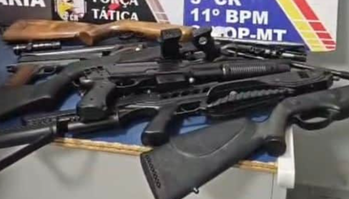 Homem é preso após efetuar disparos em residência em Sinop; armas apreendidas