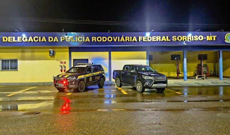 PRF apreende caminhonete com sinais de adulteração na BR-163 em Sorriso