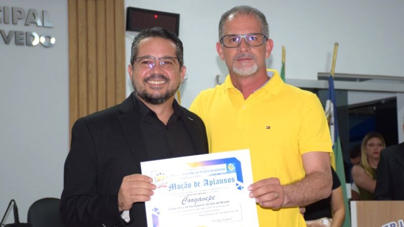 Vereador Daniel da Master homenageia Coogavepe com Moção de Aplausos pelo fortalecimento do cooperativismo mineral