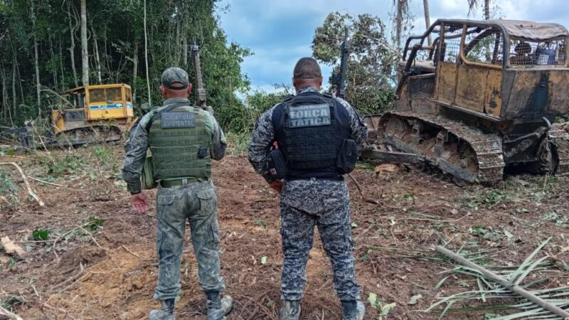 Polícia Militar apreende máquinas utilizadas em extração ilegal de madeiras em zona rural