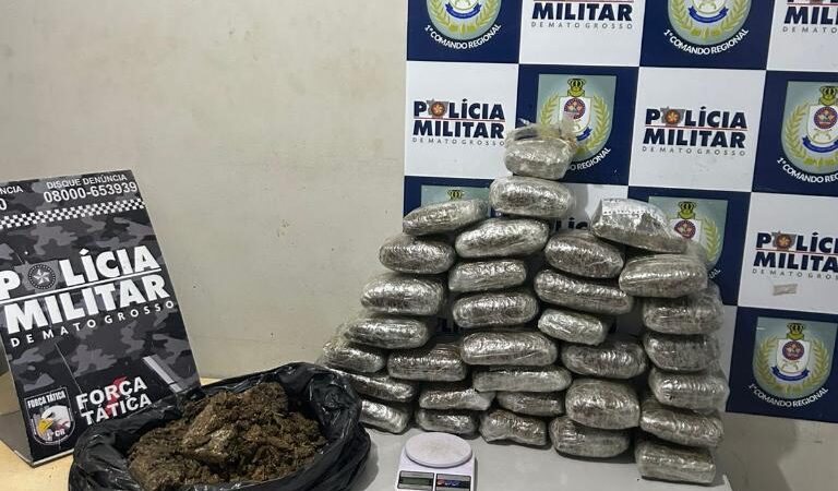 Força Tática prende suspeito com 32 tabletes de maconha em Cuiabá