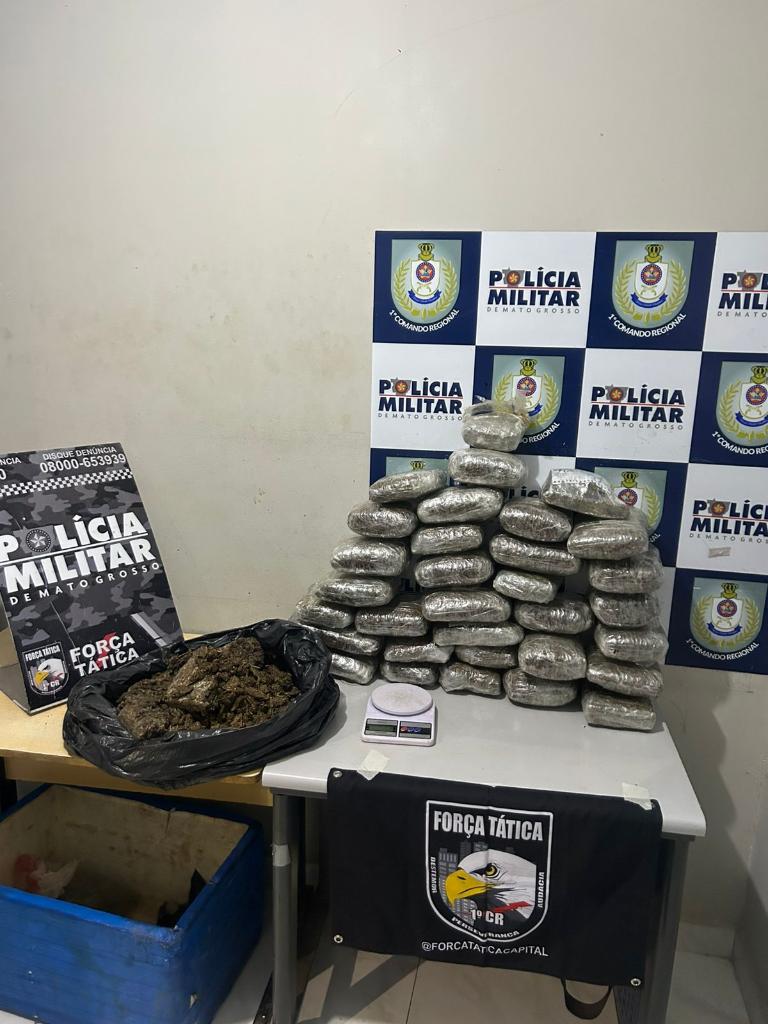 Força Tática prende suspeito com 32 tabletes de maconha em Cuiabá