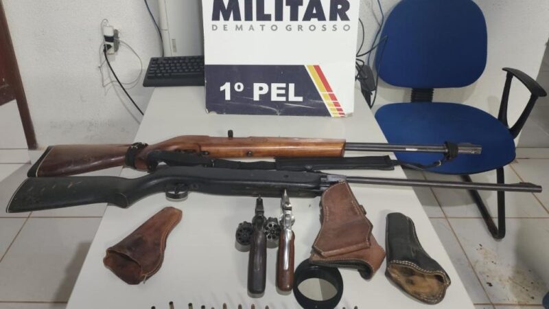 Polícia Militar apreende quatro armas de fogo em zona rural de Apiacás