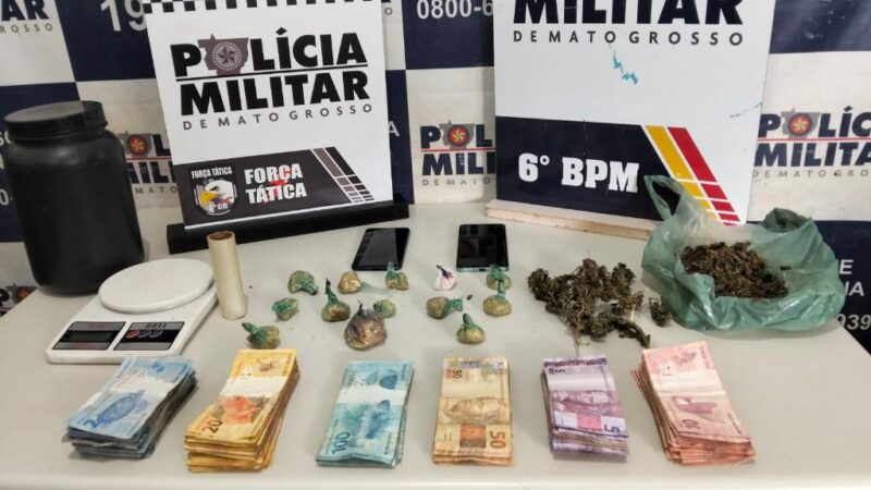 Força Tática prende dupla por tráfico de drogas, apreende R$ 7 mil em dinheiro e entorpecentes