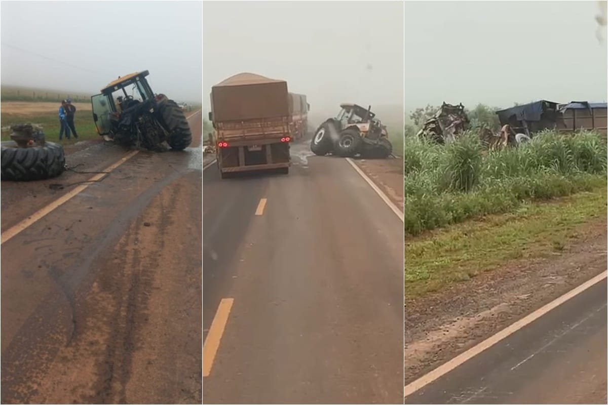 Colisão entre carreta e trator deixa um morto em rodovia de Mato Grosso; veja vídeo
